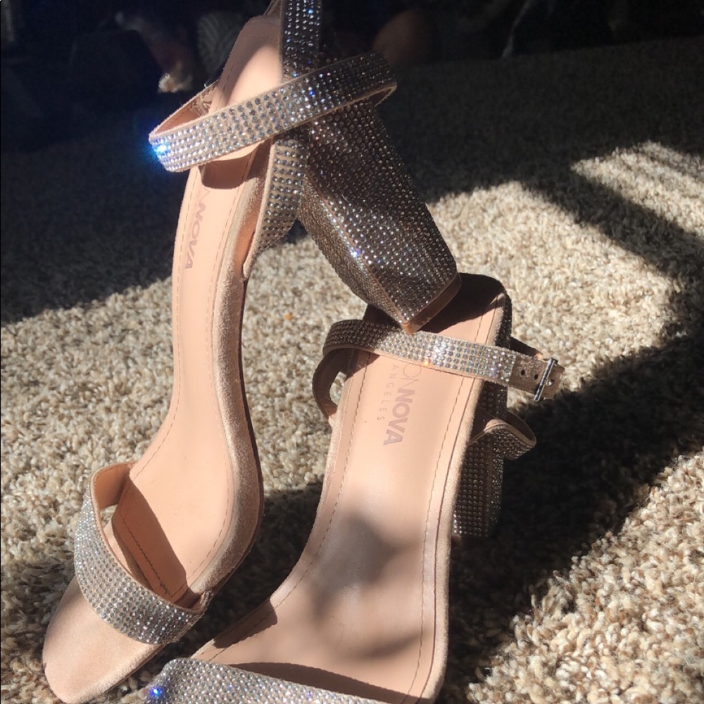 Strappy rhinestone heels
